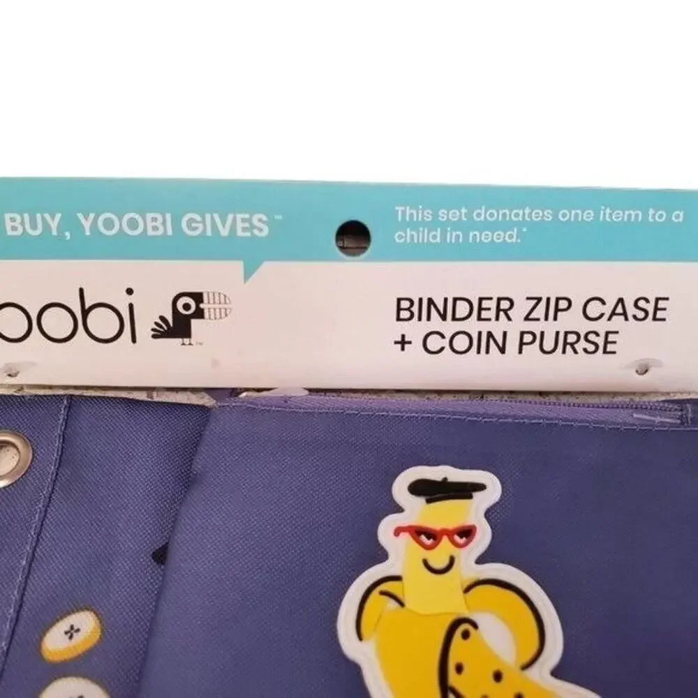 Binder Zip Case & Coin Purse Pencil & Pen Holder Yoobi Banana School Sup…